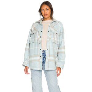 Free People Cabin Cozy Button Down Shirt Jacket in Seafoam to Plus Size